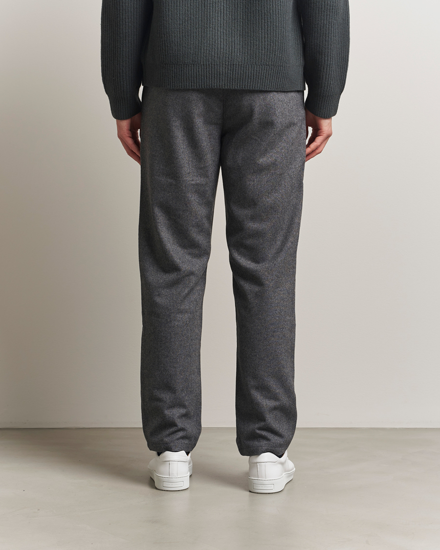 Heren | Broeken | Samsøe Samsøe | Bertil Flannel Drawstring Trousers Dark Grey Melange