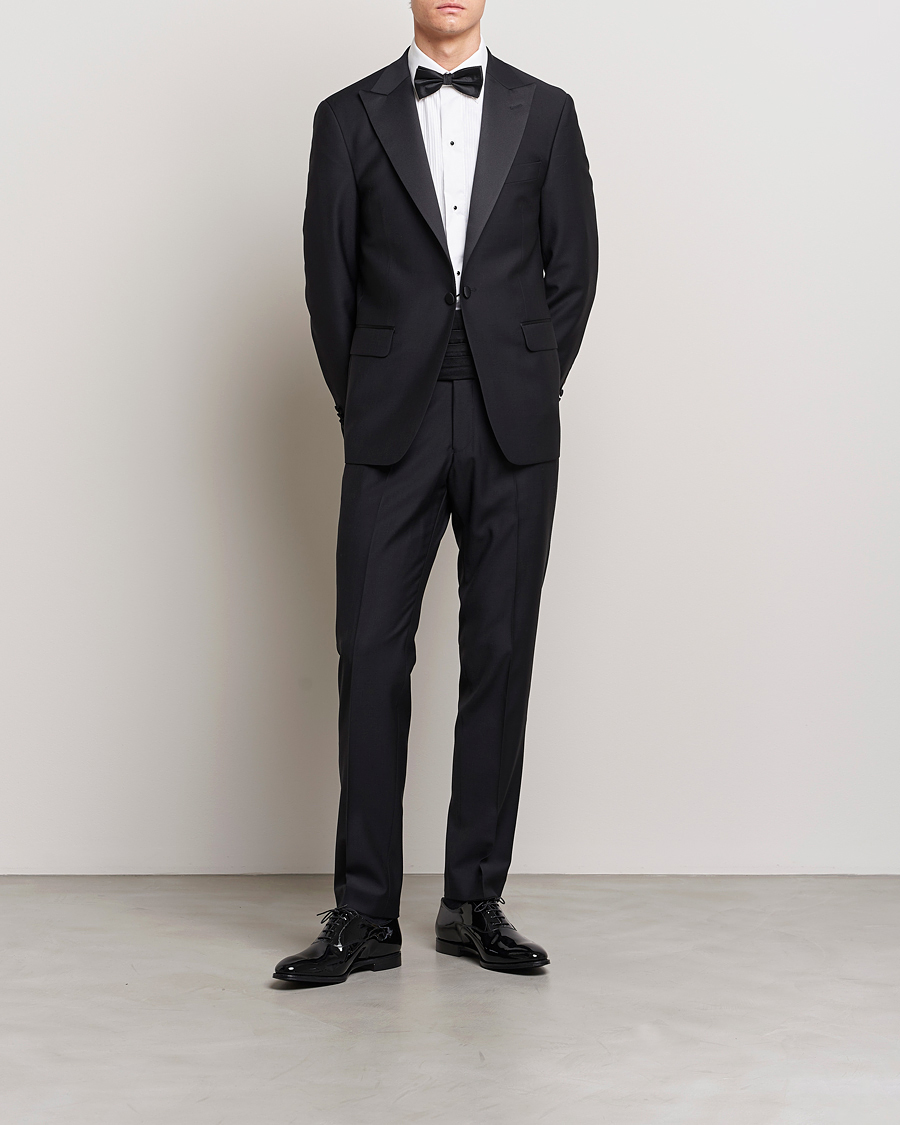 Heren | Blazers | Oscar Jacobson | Frampton Wool Tuxedo Blazer Black