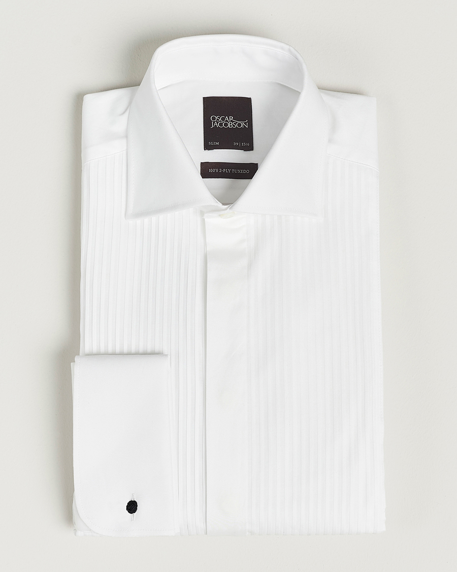 Heren | Overhemden | Oscar Jacobson | Slim Fit Cut Away Tuxedo Double Cuff White
