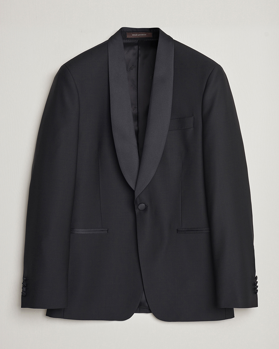 Heren | Blazers | Oscar Jacobson | Figaro Wool Tuxedo Blazer Black