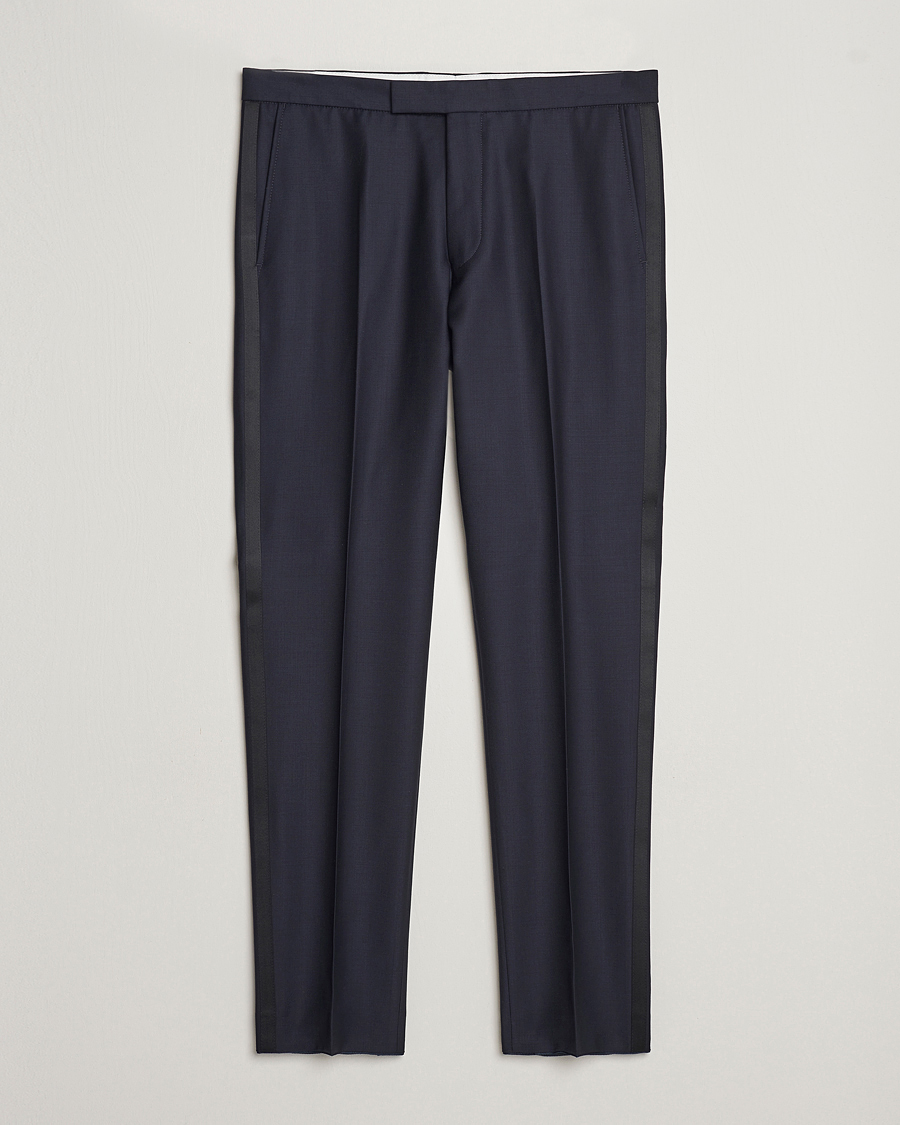 Homme | Pantalons | Oscar Jacobson | Denz Wool Tuxedo Trousers Navy
