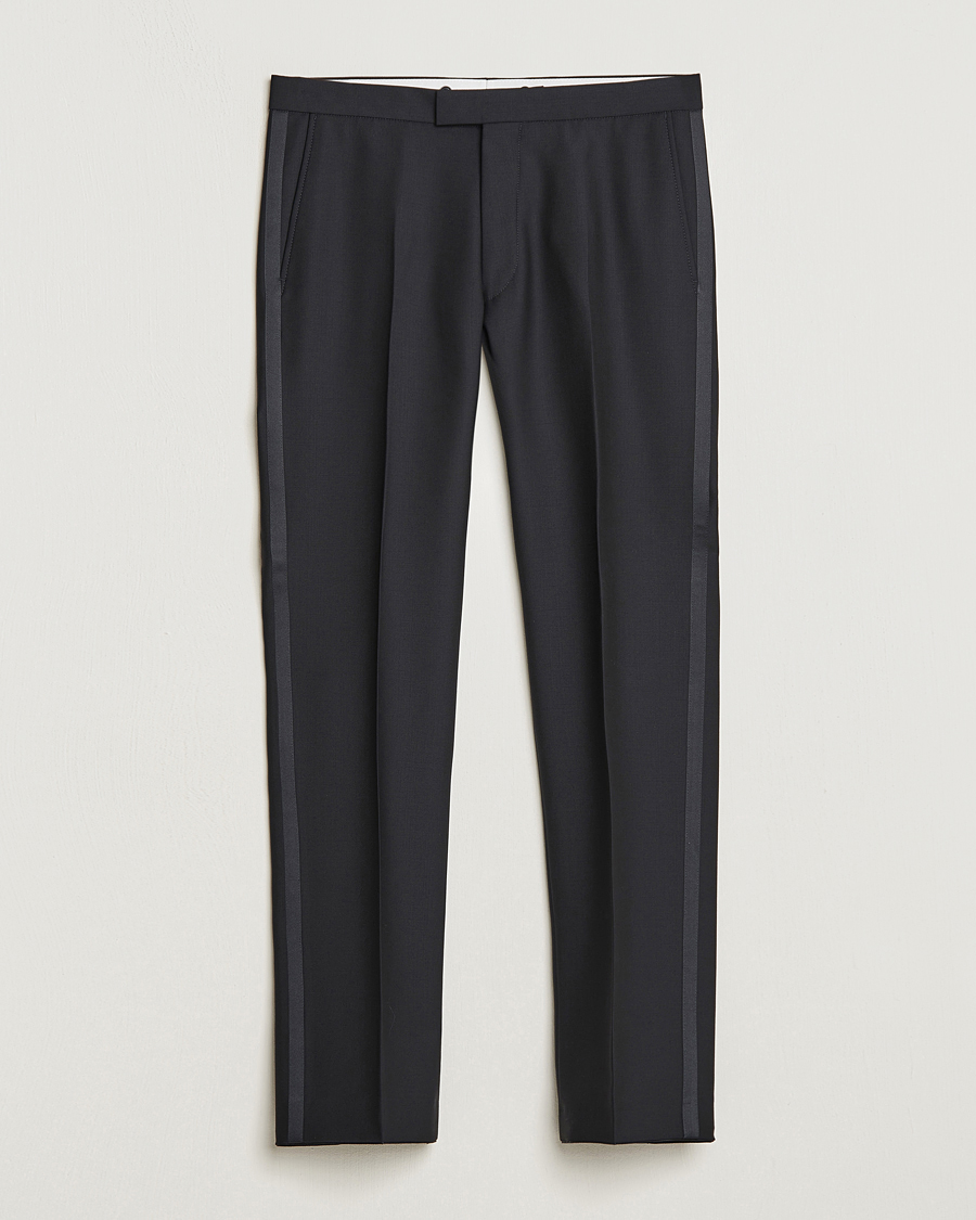 Homme | Pantalons | Oscar Jacobson | Denz Straight Wool Tuxedo Trousers Black