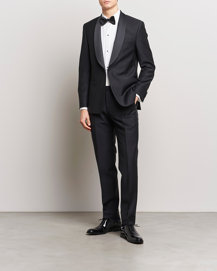 Heren | Broeken | Oscar Jacobson | Denz Straight Wool Tuxedo Trousers Black