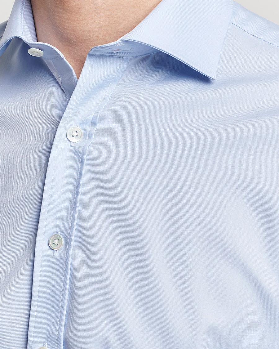 Heren | Overhemden | Oscar Jacobson | Slim Fit Cut Away Non Iron Twill Light Blue
