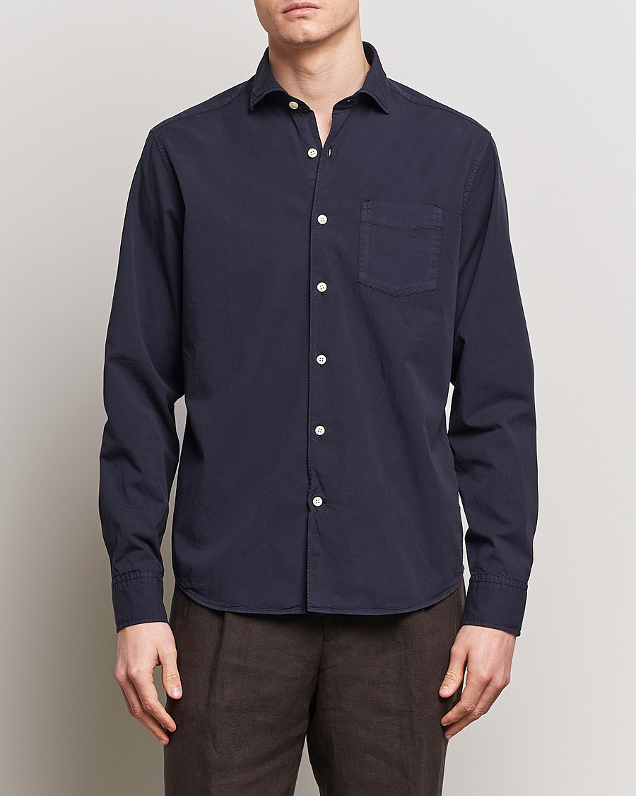 Homme | Chemises | Oscar Jacobson | Reg Fit Wide Spread Collar Twill Night Blue