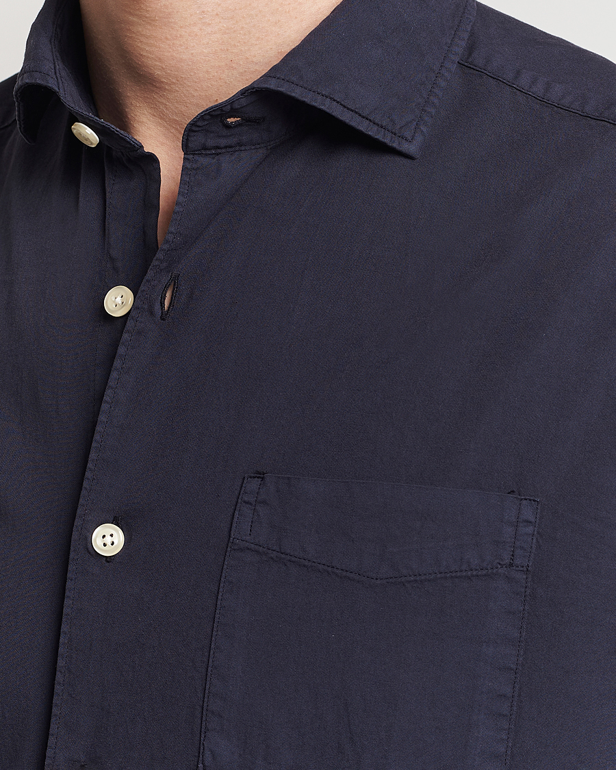 Homme | Chemises | Oscar Jacobson | Reg Fit Wide Spread Collar Twill Night Blue