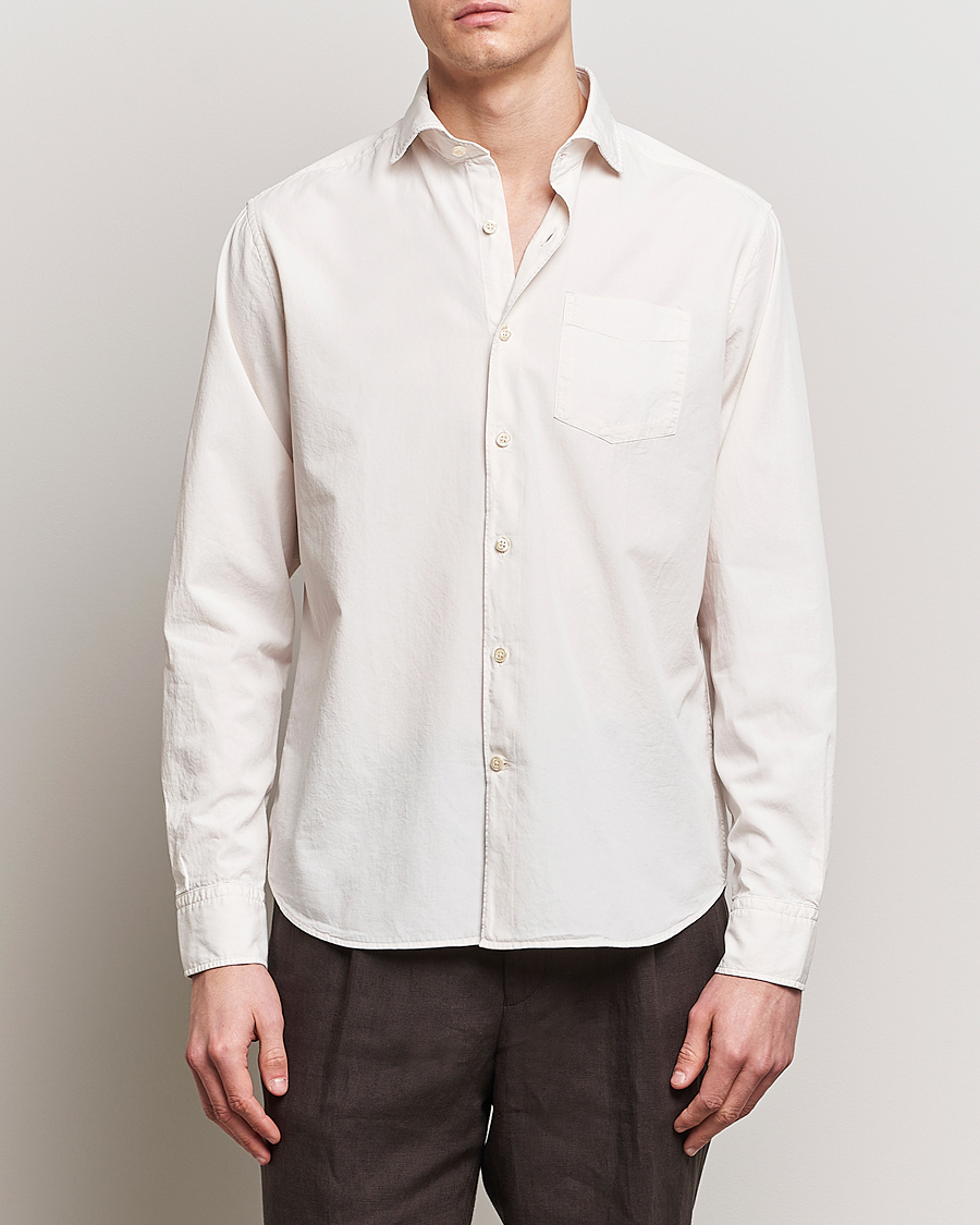 Heren | Overhemden | Oscar Jacobson | Reg Fit Wide Spread Collar Twill Ecru White