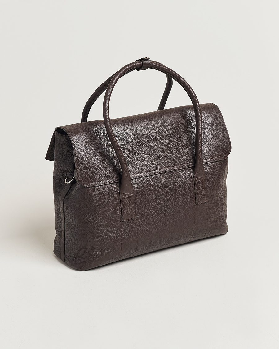 Heren | Tassen | Oscar Jacobson | Overnight Leather Bag Dark Mud Brown
