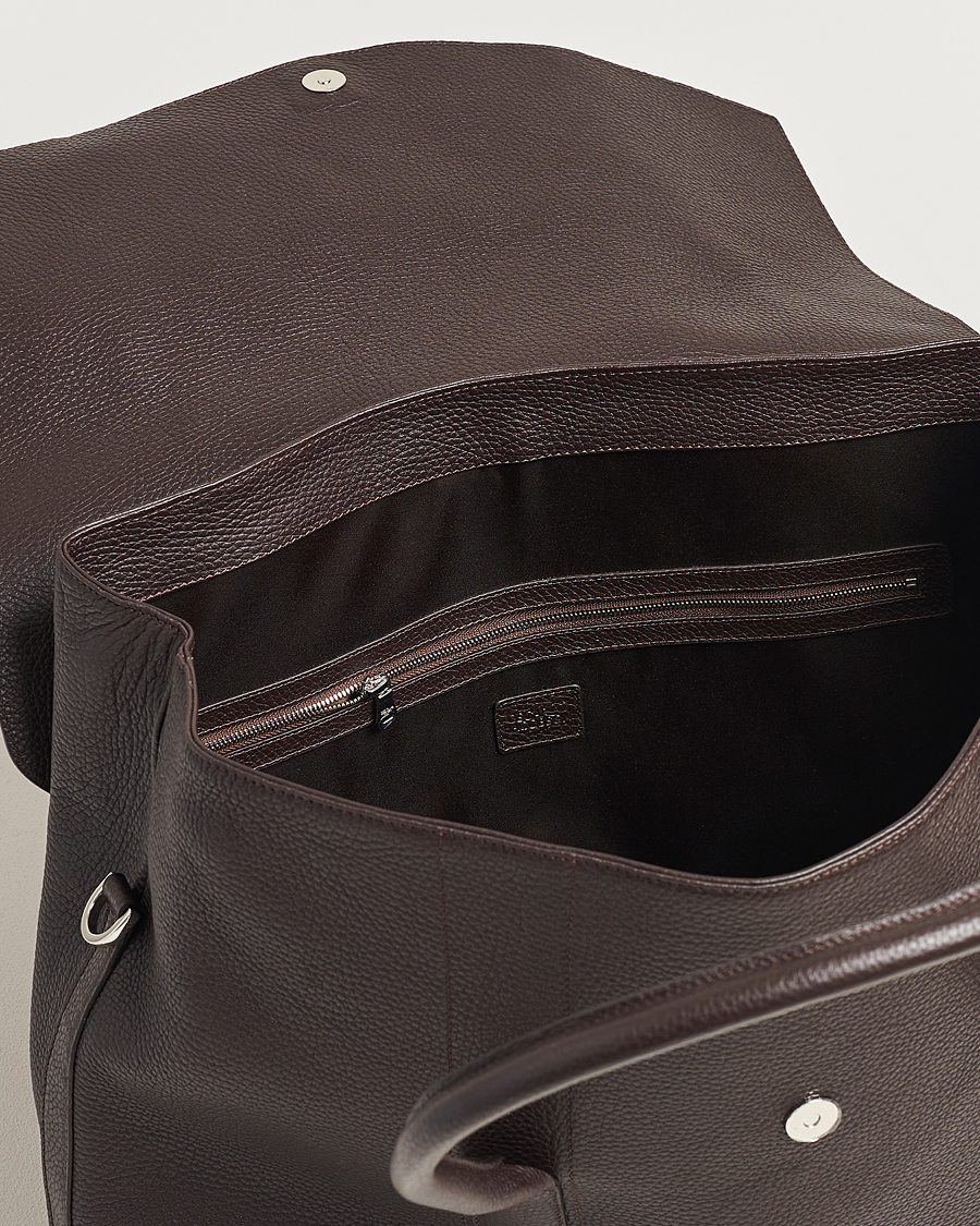 Heren | Tassen | Oscar Jacobson | Overnight Leather Bag Dark Mud Brown