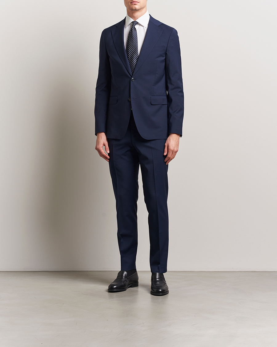 Homme | Pantalons | Oscar Jacobson | Denz Wool Blend Trousers Navy