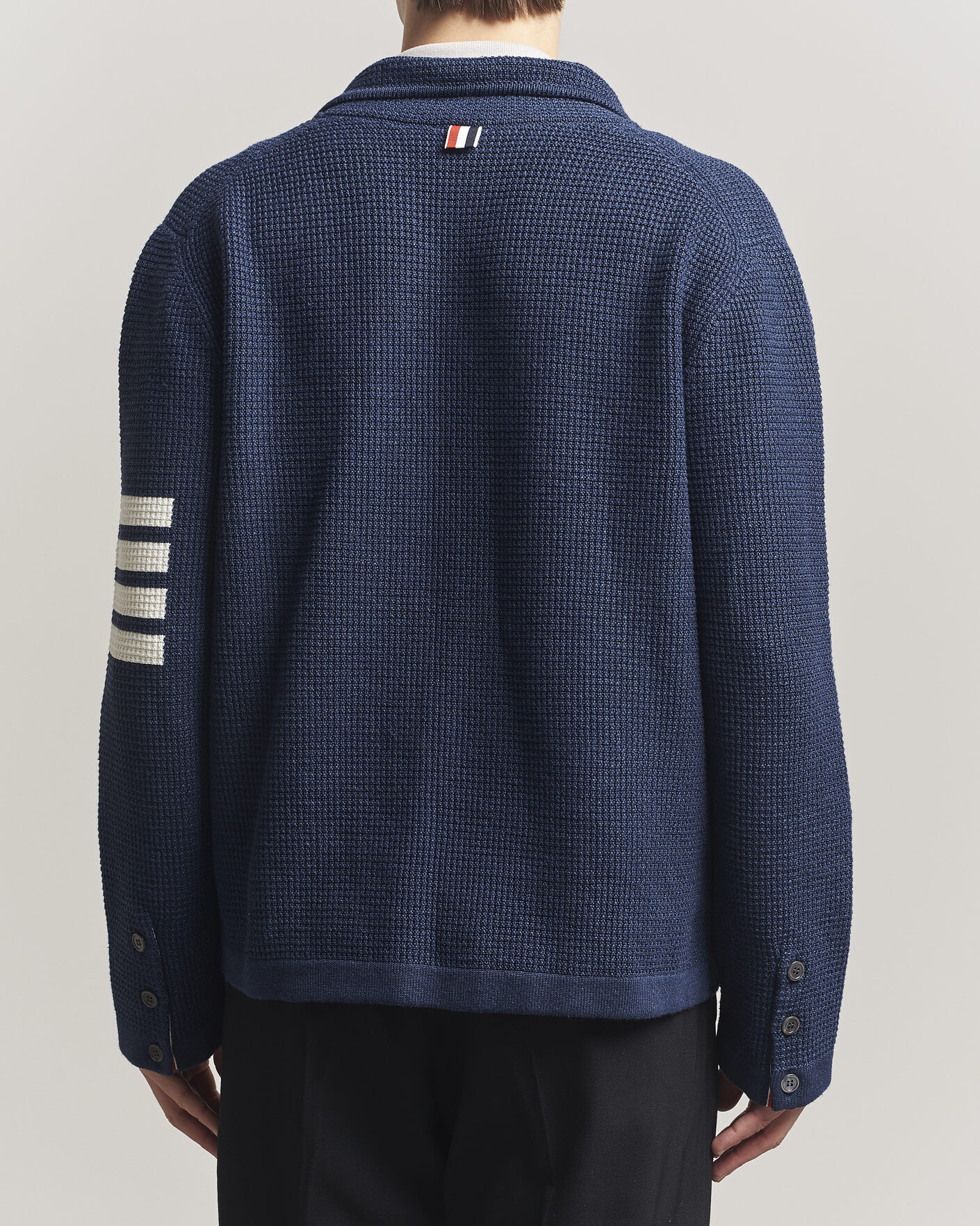 Heren | Truien | Thom Browne | Textured 4 Bar Cardigan Jacket Navy