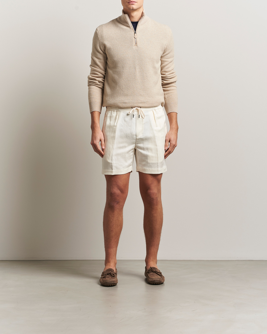 Heren | Truien | Ralph Lauren Purple Label | Cashmere Birdseye Half Zip Beige