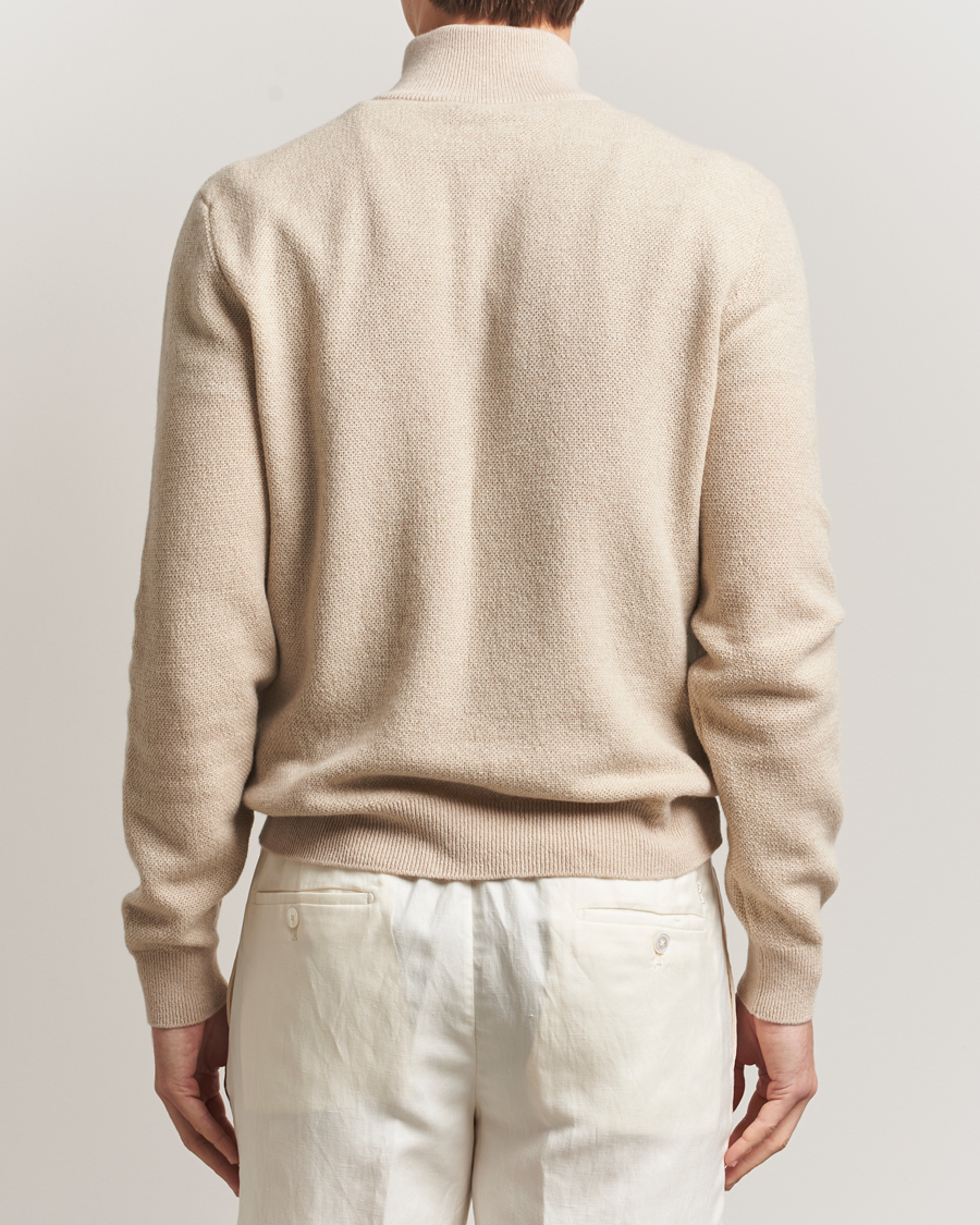 Heren | Truien | Ralph Lauren Purple Label | Cashmere Birdseye Half Zip Beige