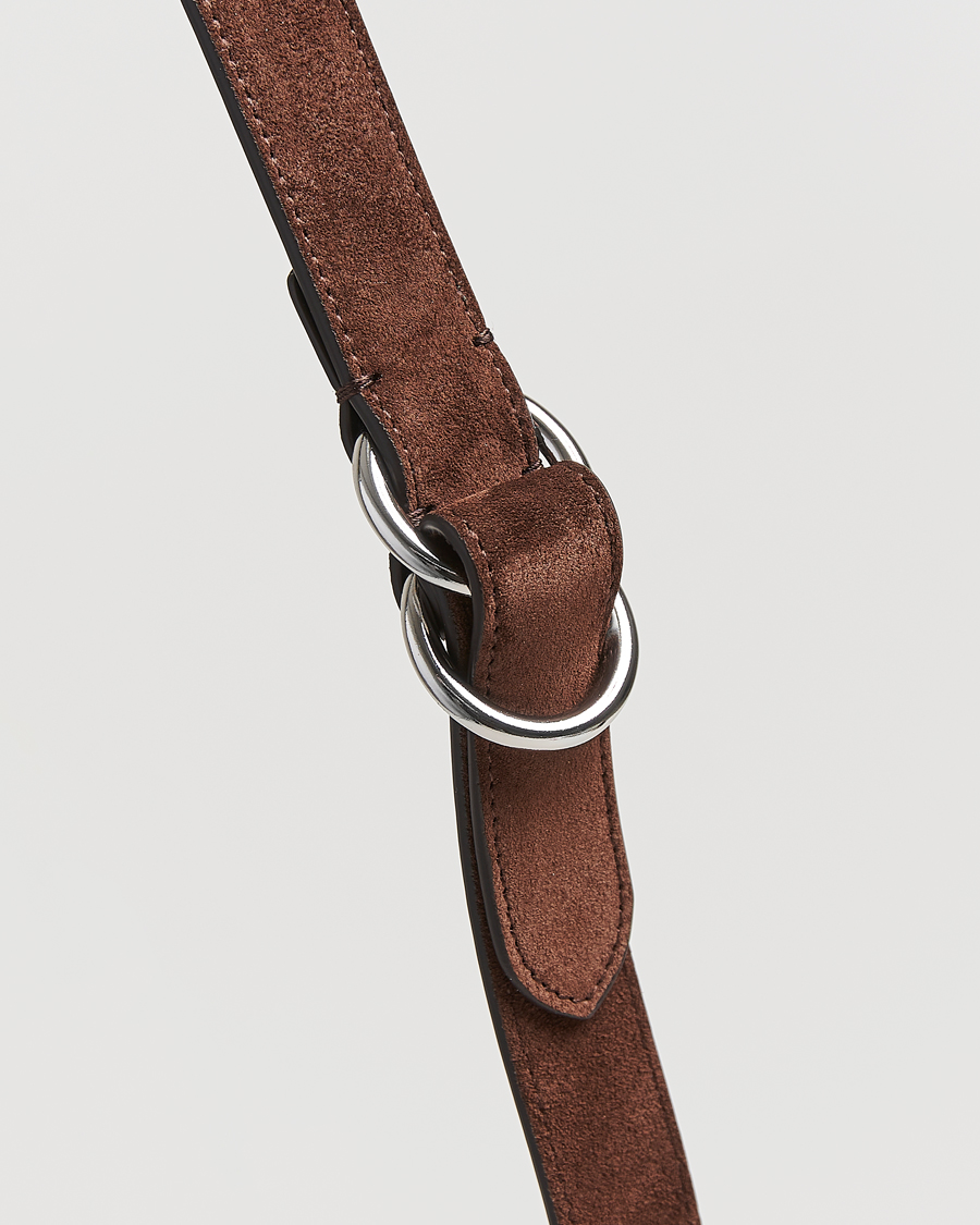Heren | Riemen | Ralph Lauren Purple Label | Ring Belt Dark Brown Suede