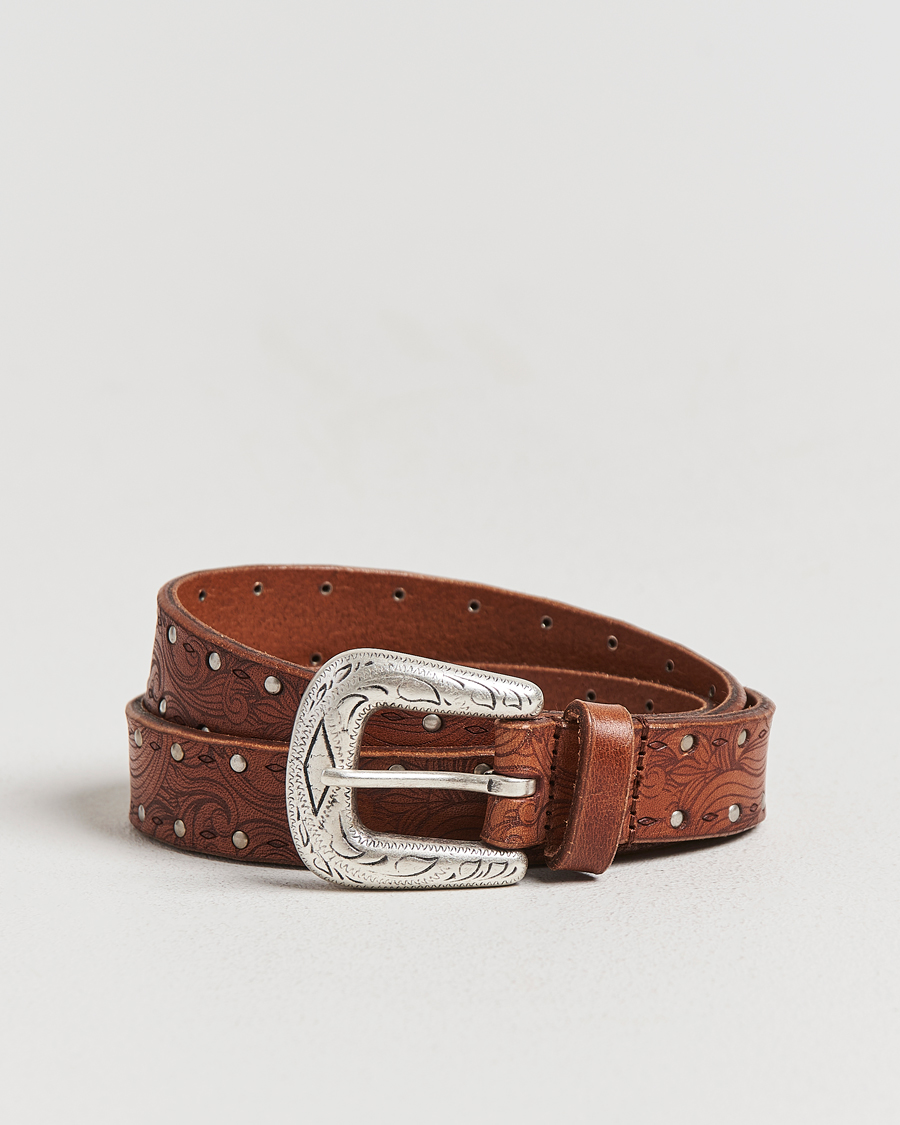 Heren | Riemen | Anderson's | Stud Western 2,5cm Belt Brown