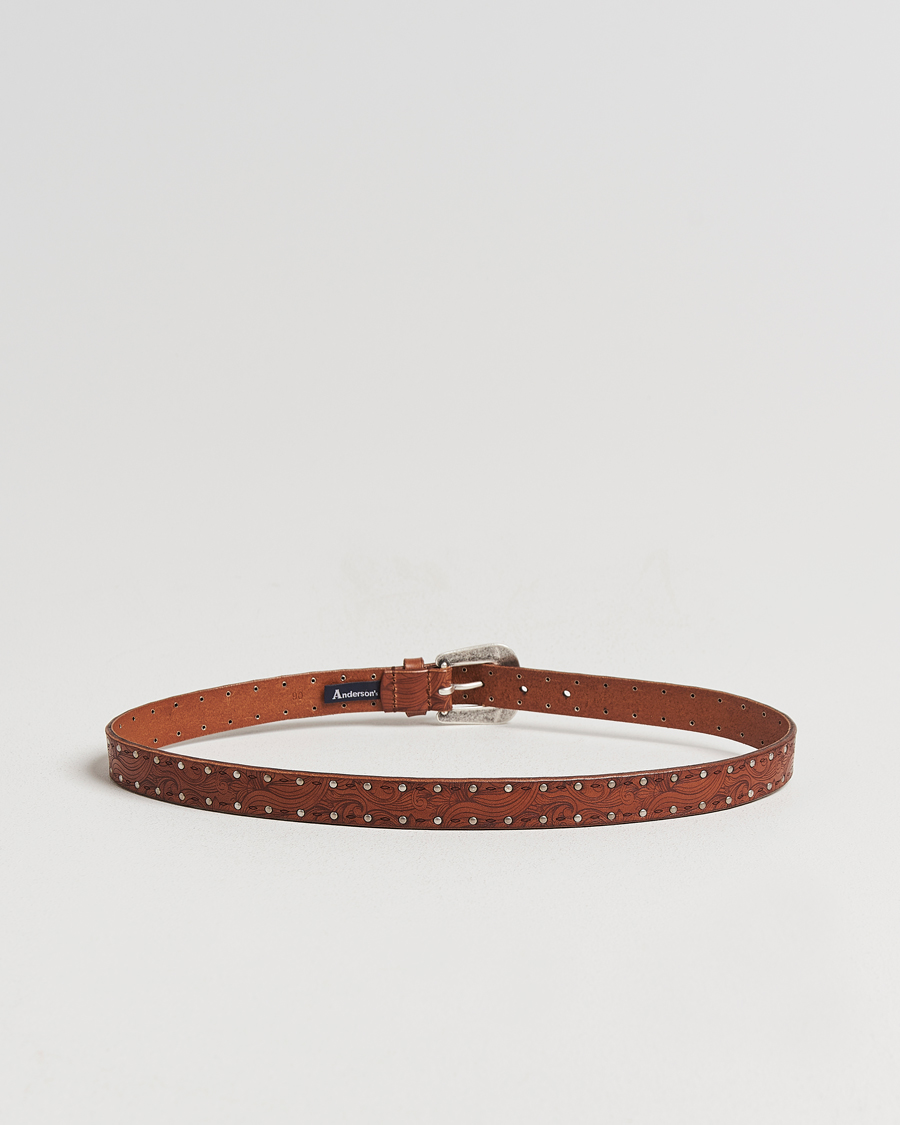 Heren | Riemen | Anderson's | Stud Western 2,5cm Belt Brown