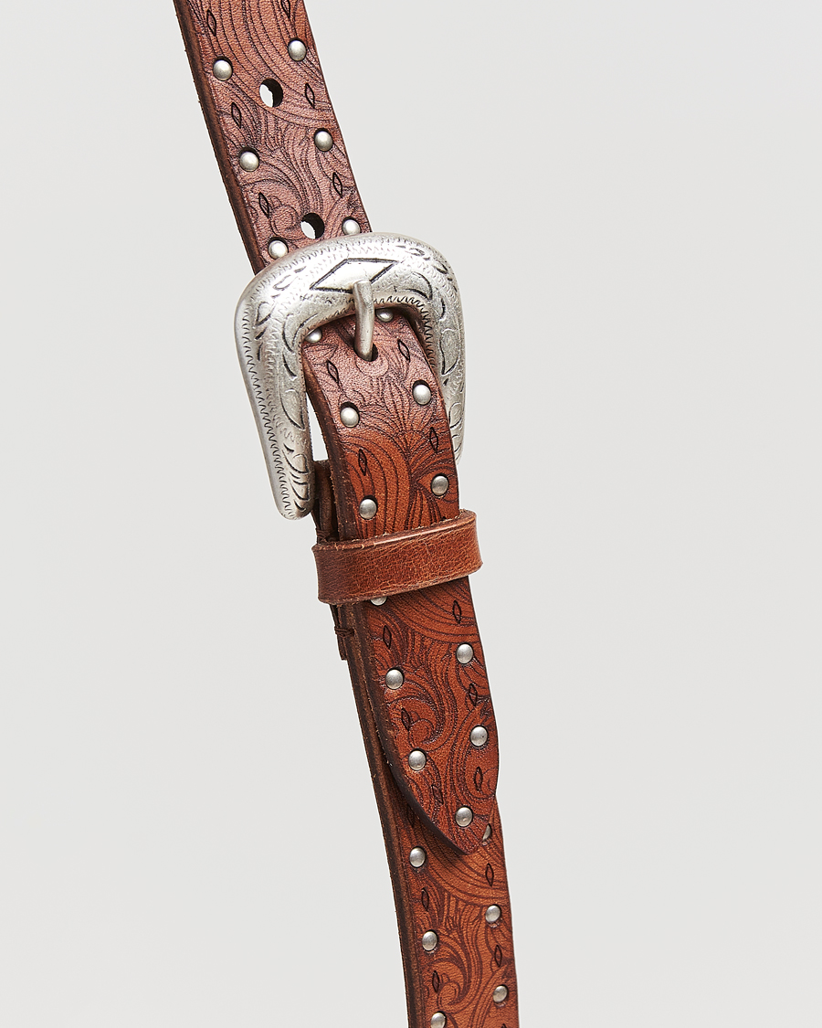 Heren | Riemen | Anderson's | Stud Western 2,5cm Belt Brown