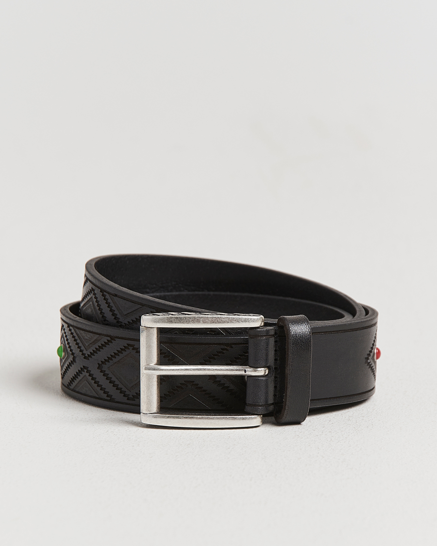 Heren | Riemen | Anderson's | Diamond Pattern Western 3,5cm Belt Black