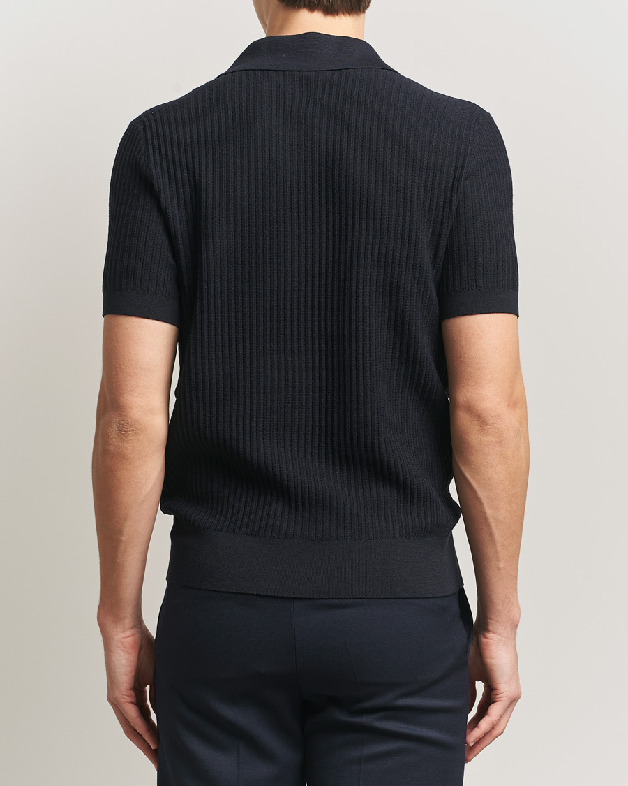 Heren | Truien | Brioni | Knitted Rib Wool Polo Navy