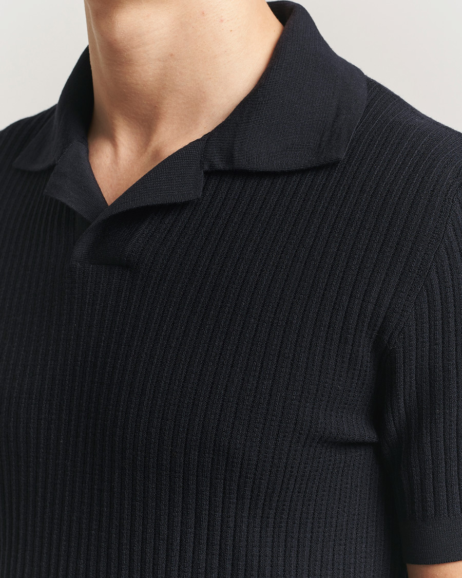 Heren | Truien | Brioni | Knitted Rib Wool Polo Navy