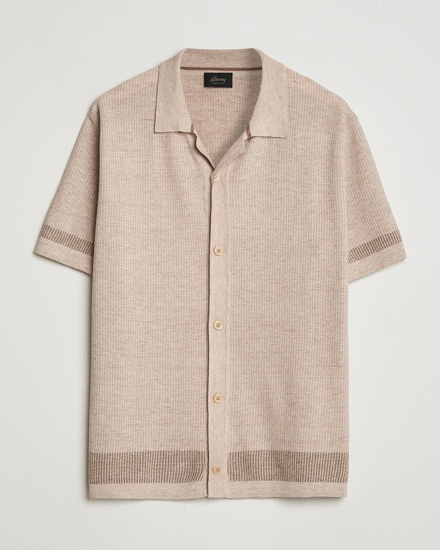 Homme | Chemises | Brioni | Cotton/Linen Cuban Shirt Beige