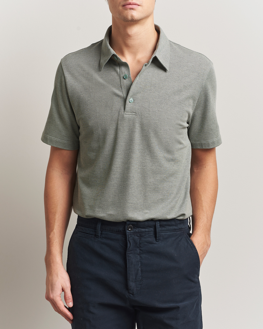 Heren | Polo's | Brioni | Short Sleeve Cotton Piquet Polo Light Green