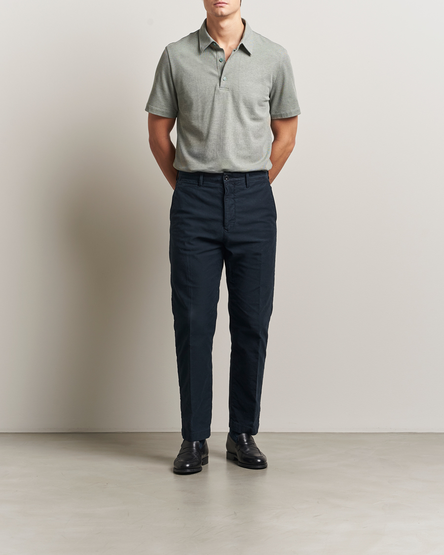 Heren | Polo's | Brioni | Short Sleeve Cotton Piquet Polo Light Green