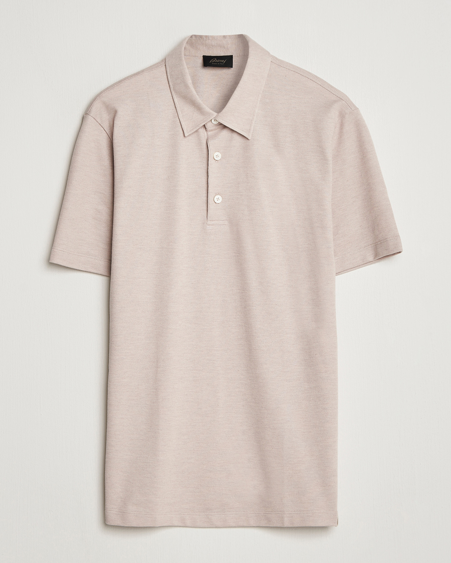 Heren | Polo's | Brioni | Short Sleeve Cotton Piquet Polo Beige