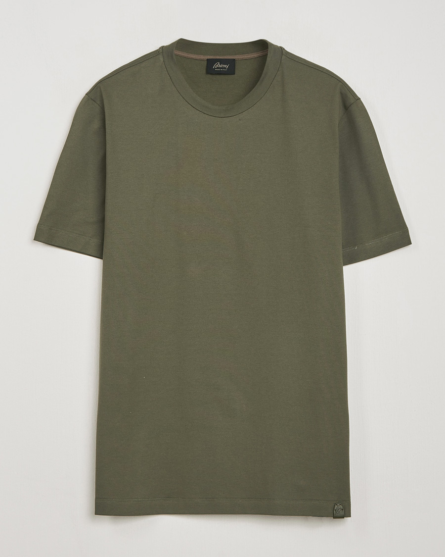 Heren | T-shirts | Brioni | Short Sleeve Cotton T-Shirt Military