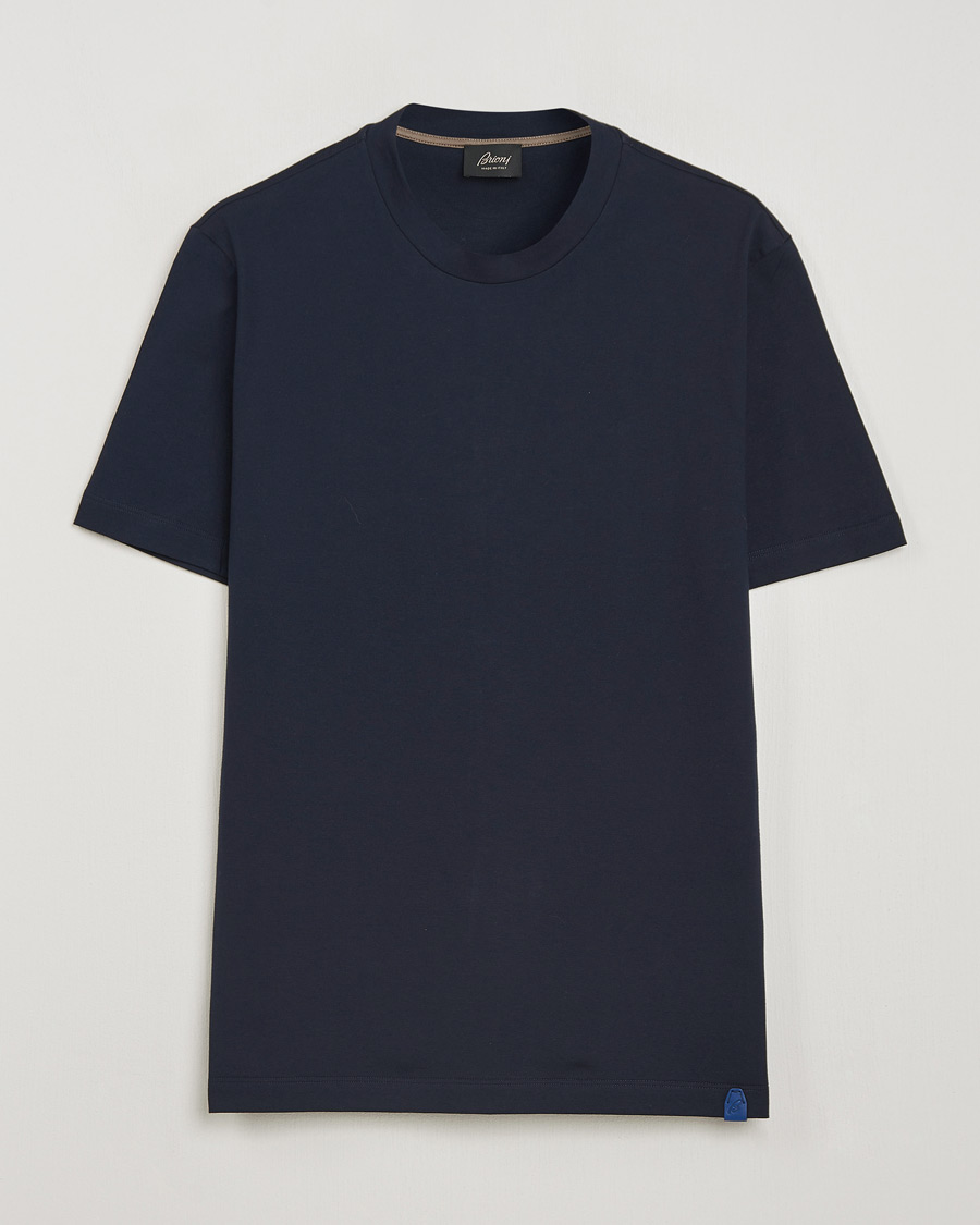 Homme | T-shirts | Brioni | Short Sleeve Cotton T-Shirt Navy