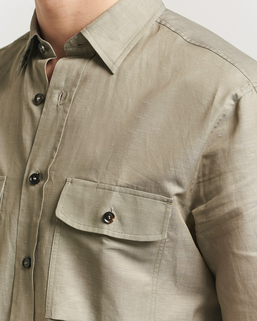 Heren | Overhemden | Brioni | Cotton/Linen Overshirt Olive