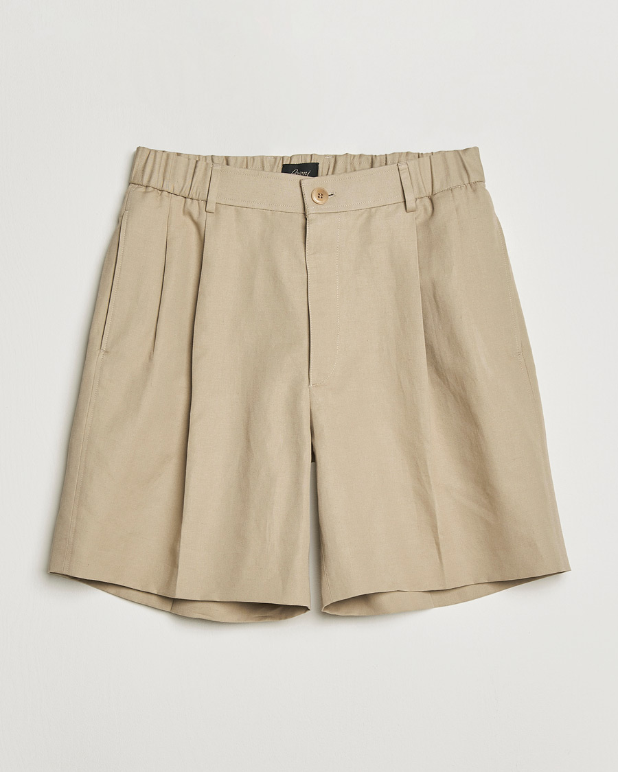 Heren | Korte broek | Brioni | Cotton/Linen Drawstring Shorts Beige