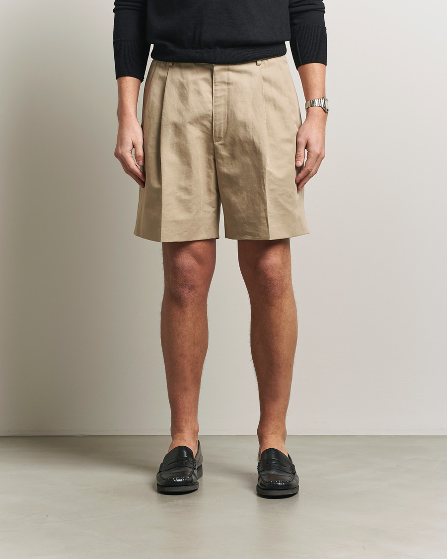 Heren | Korte broek | Brioni | Cotton/Linen Drawstring Shorts Beige