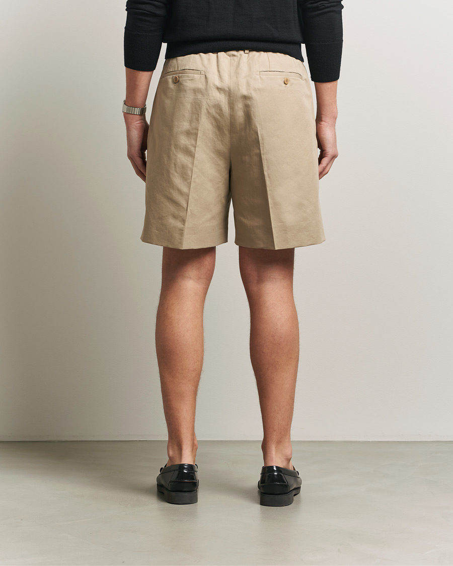 Heren | Korte broek | Brioni | Cotton/Linen Drawstring Shorts Beige