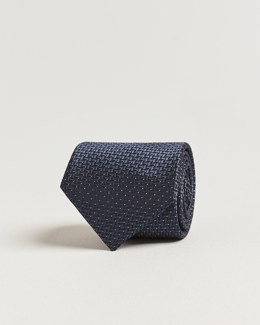 Heren | Stropdassen | Brioni | Jacquard Herringbone Silk Tie Navy