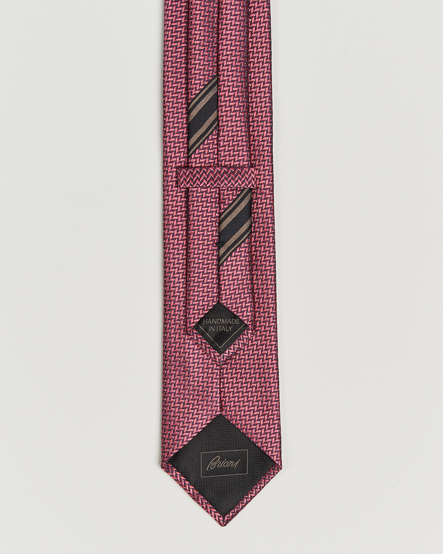 Homme | Cravates | Brioni | Jacquard Herringbone Silk Tie Rosa