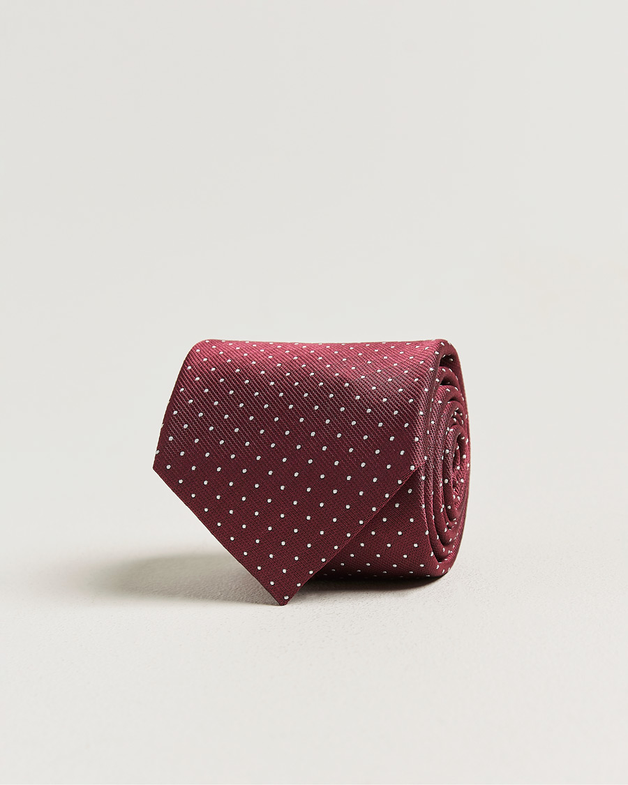 Homme | Cravates | Brioni | Jacquard Dot Silk Tie Burgundy