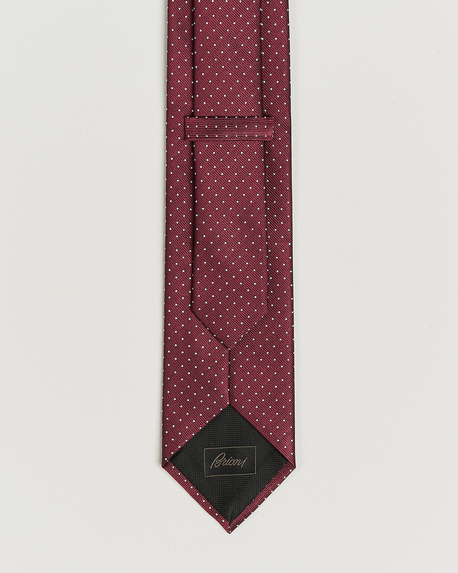 Homme | Cravates | Brioni | Jacquard Dot Silk Tie Burgundy