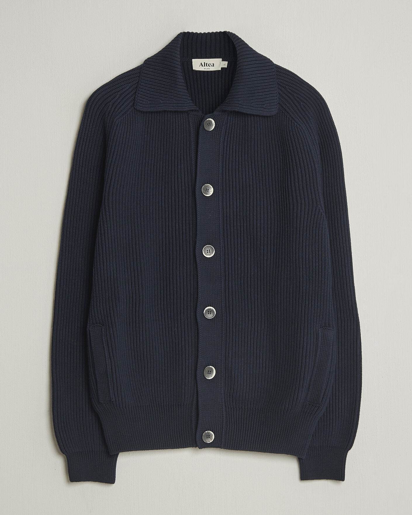 Heren | Truien | Altea | Cotton Rib Cardigan Jacket Navy