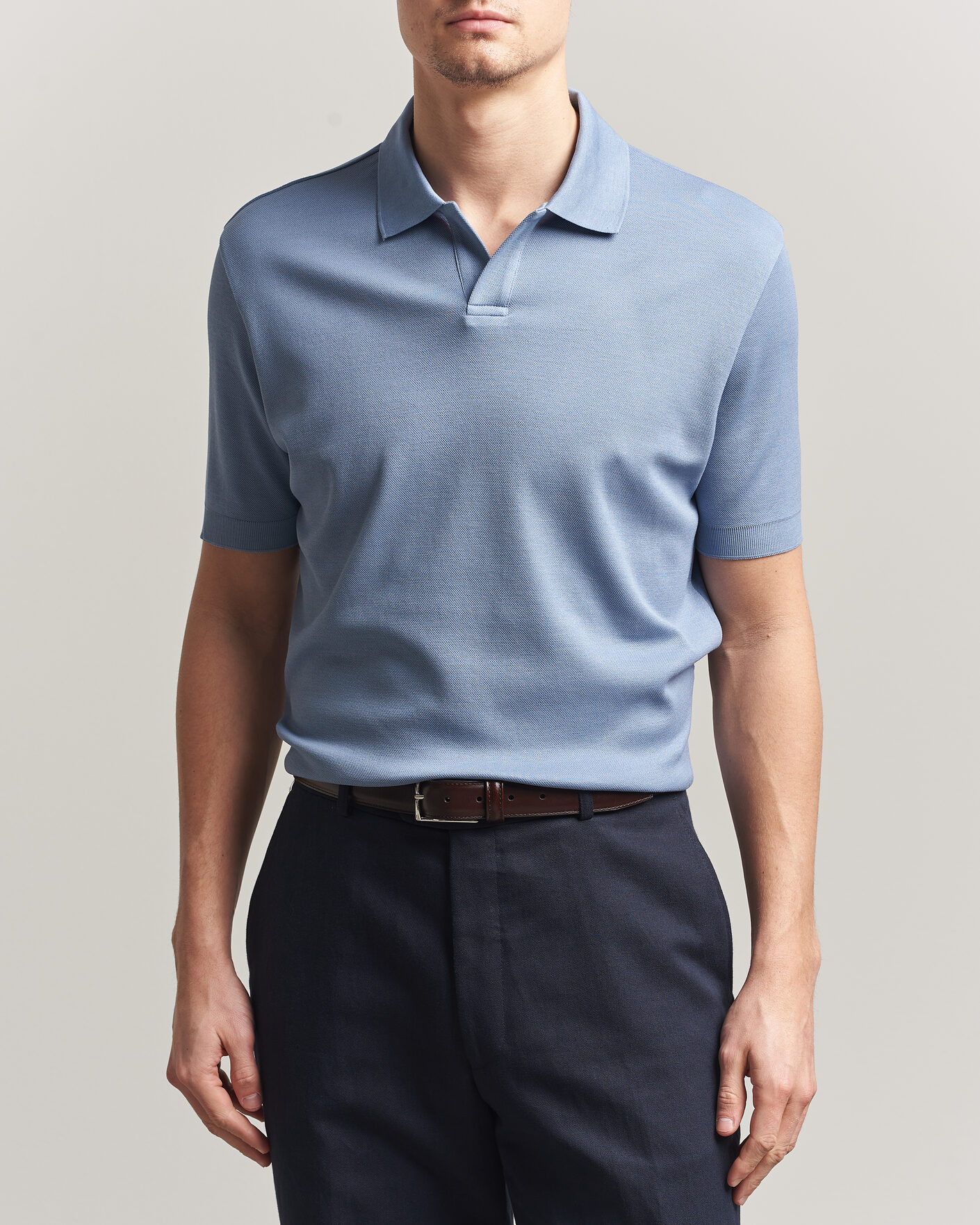 Homme | Polos | Altea | Jersey Piquet Polo Light Blue