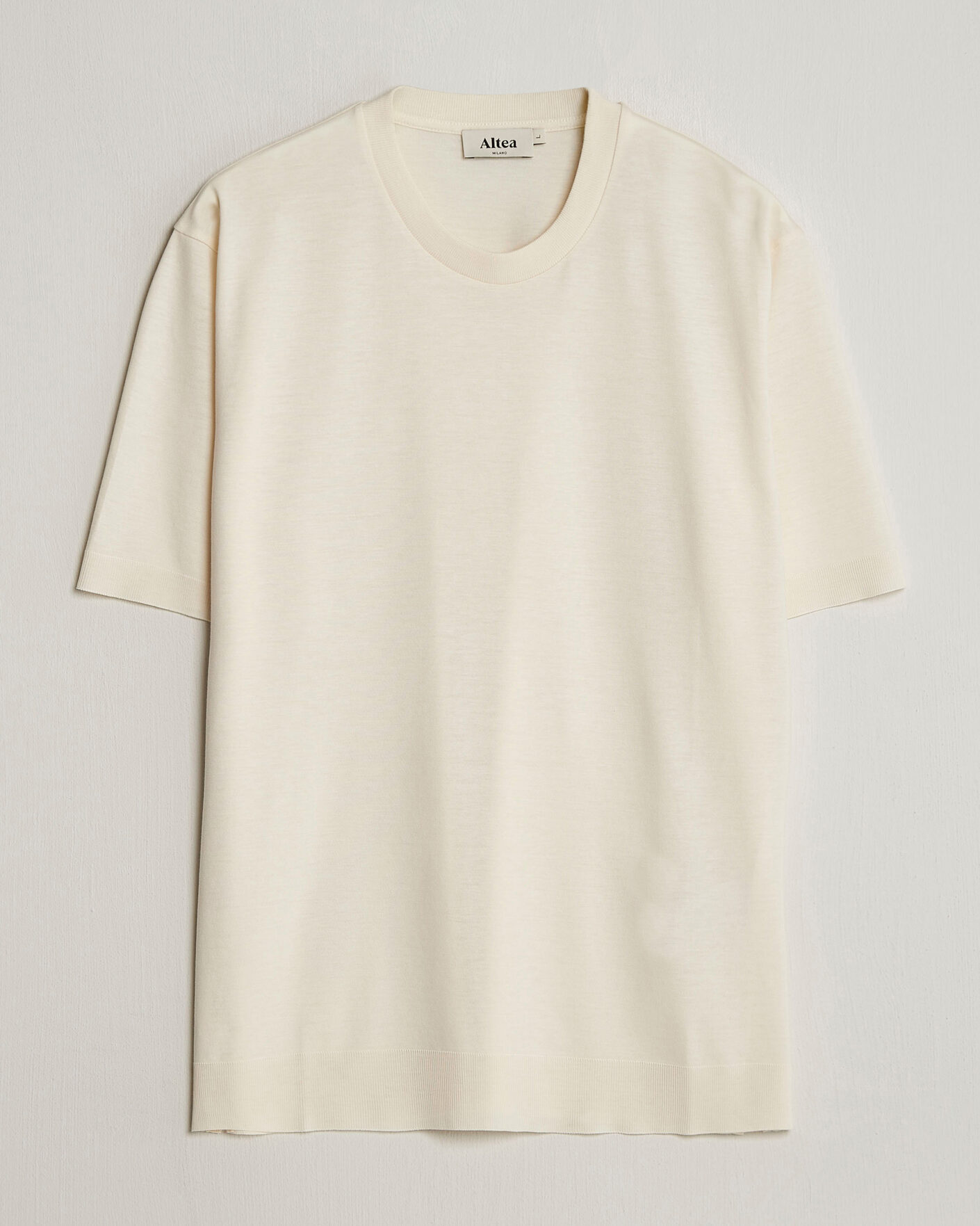 Heren | T-shirts | Altea | Cotton/Stretch Knitted T-Shirt Off White