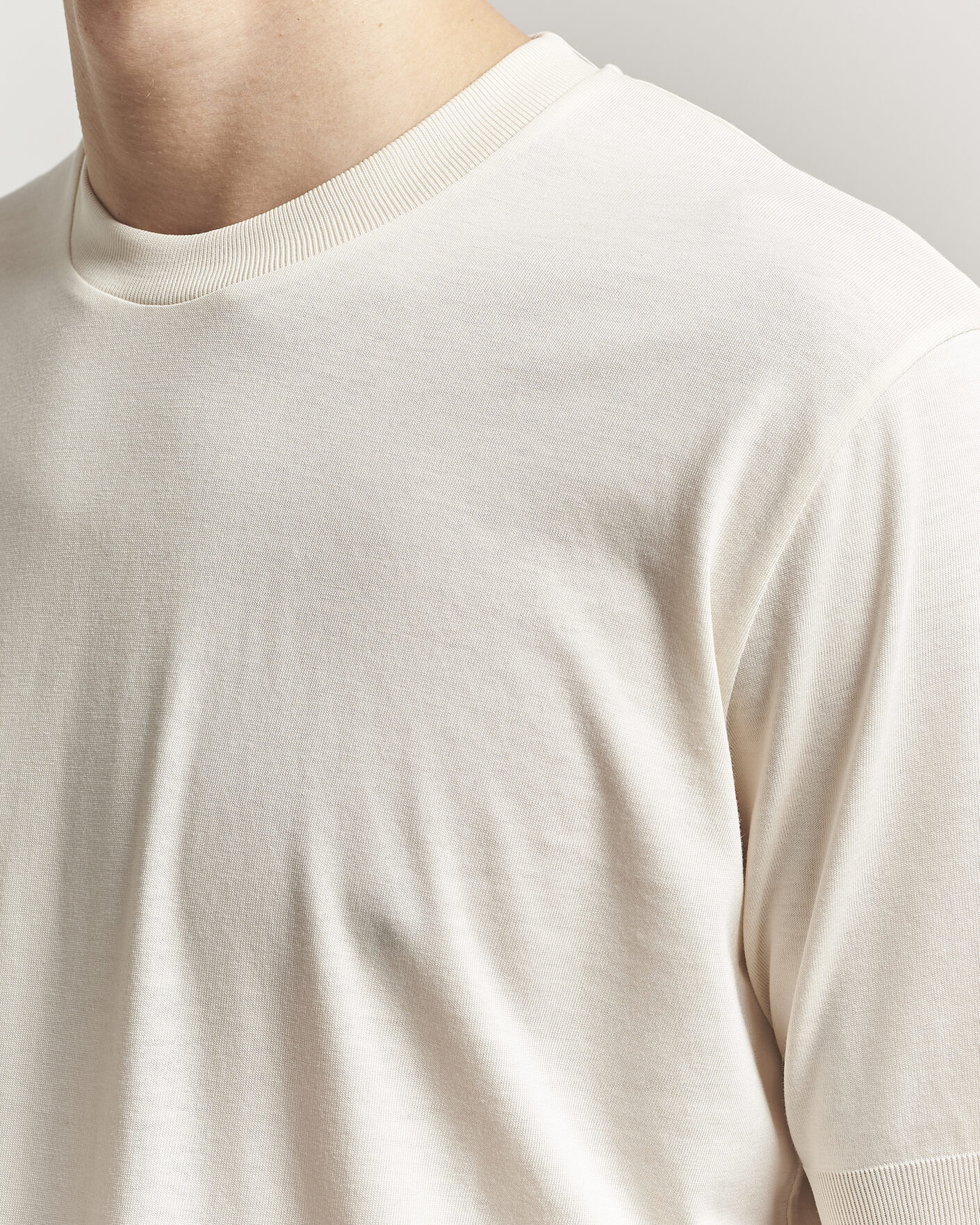 Heren | T-shirts | Altea | Cotton/Stretch Knitted T-Shirt Off White