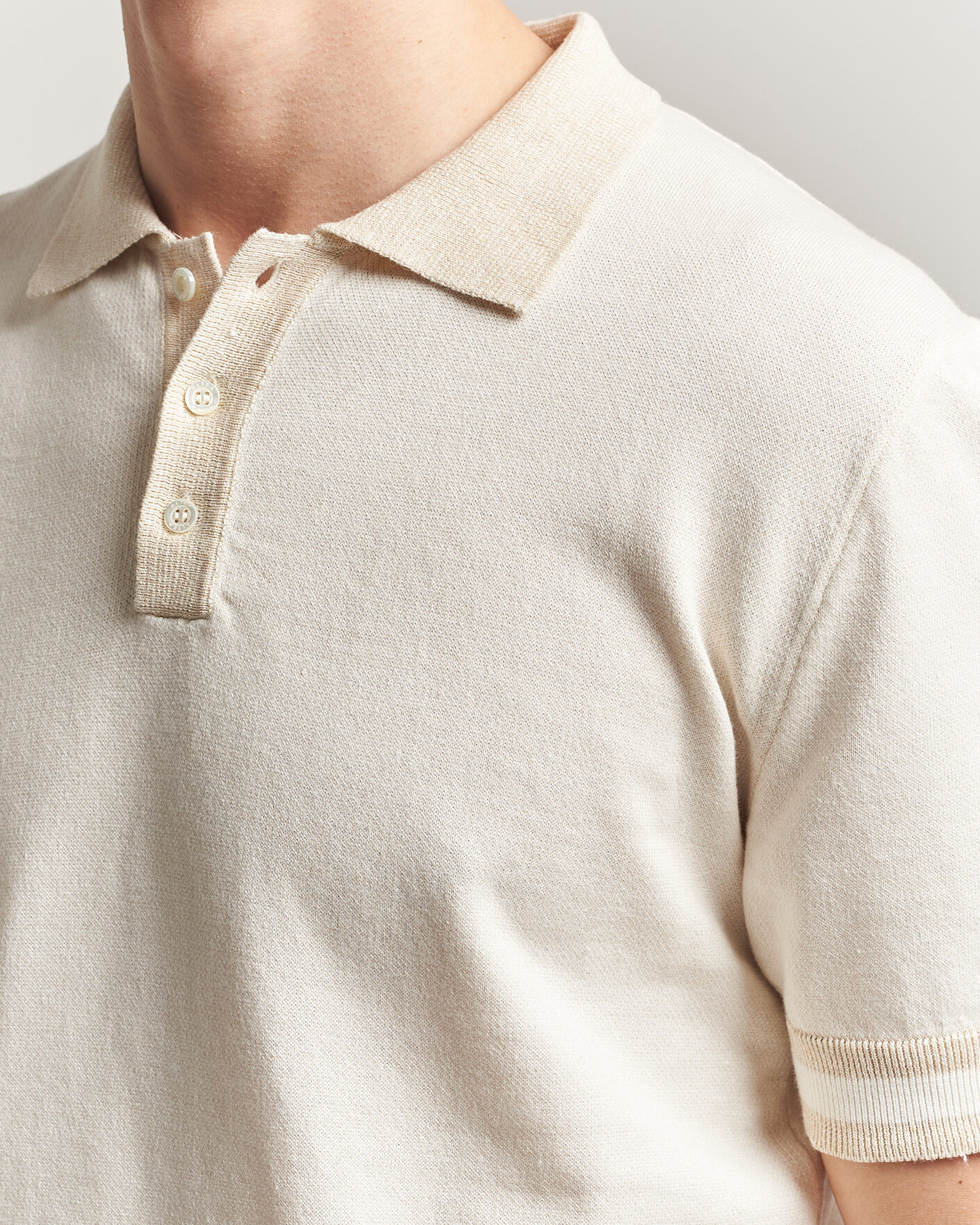 Heren | Polo's | Altea | Cotton/Linen Piquet Polo Off White