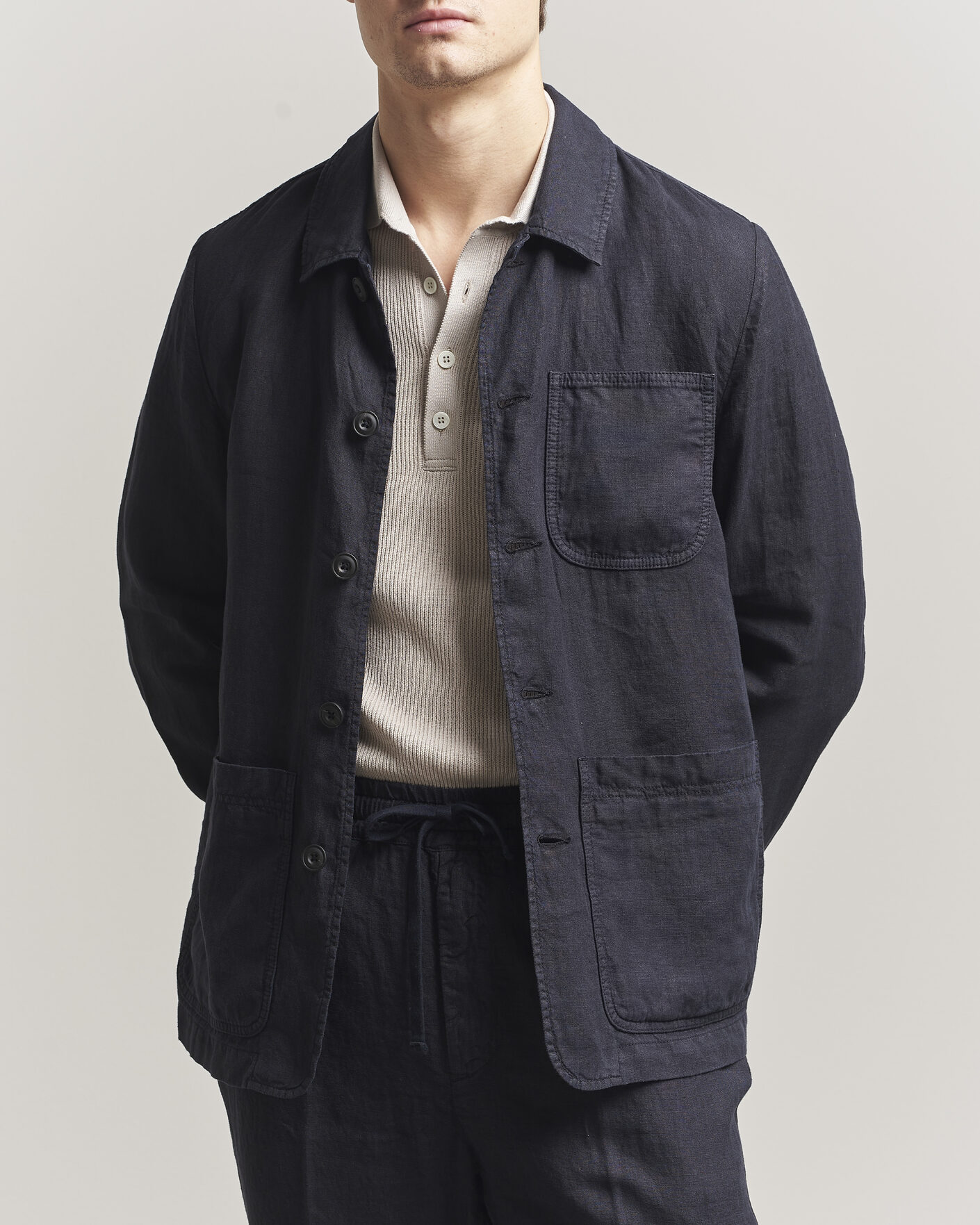 Homme | Manteaux Et Vestes | Altea | Linen Chore Jacket Navy