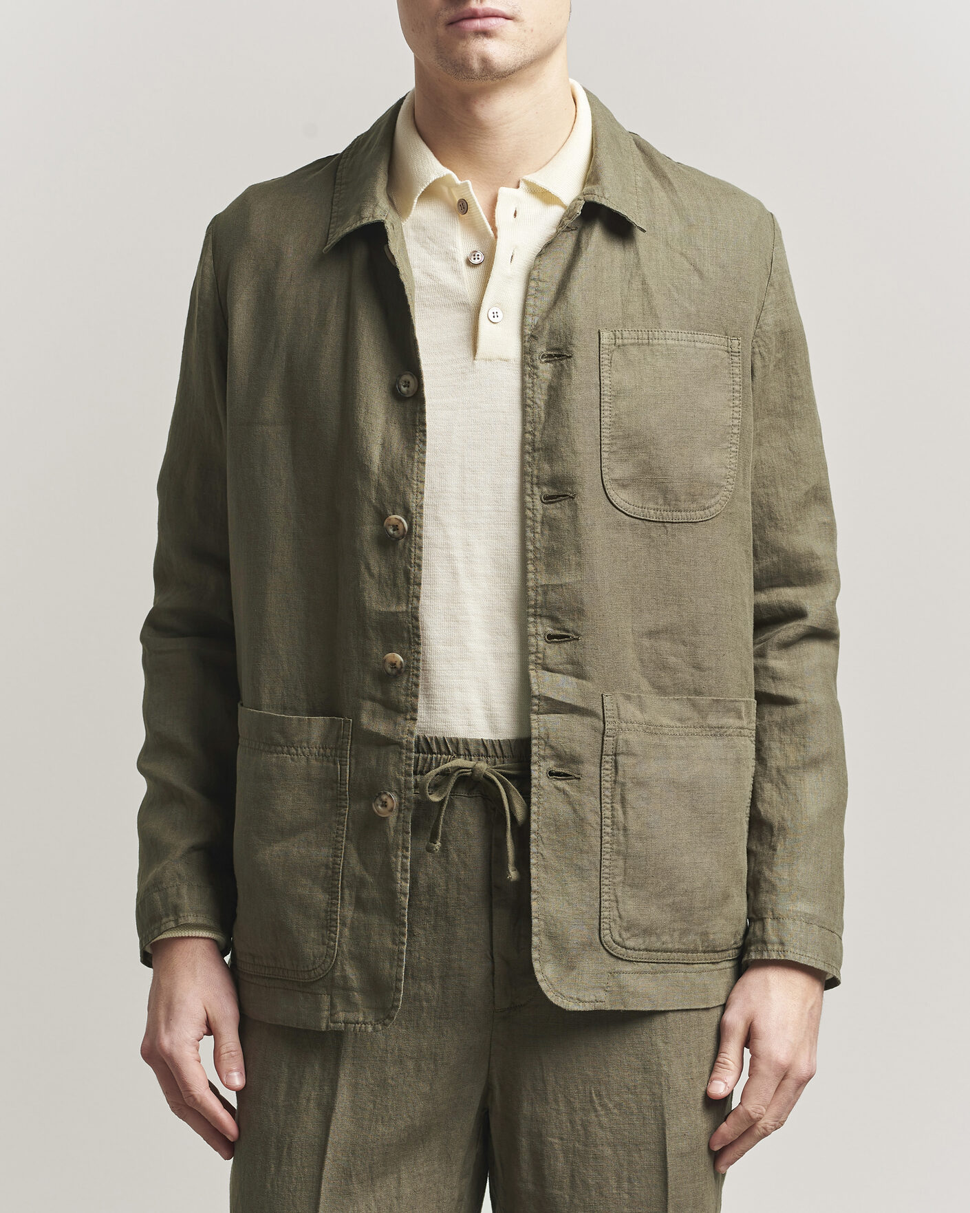 Homme | Manteaux Et Vestes | Altea | Linen Chore Jacket Military