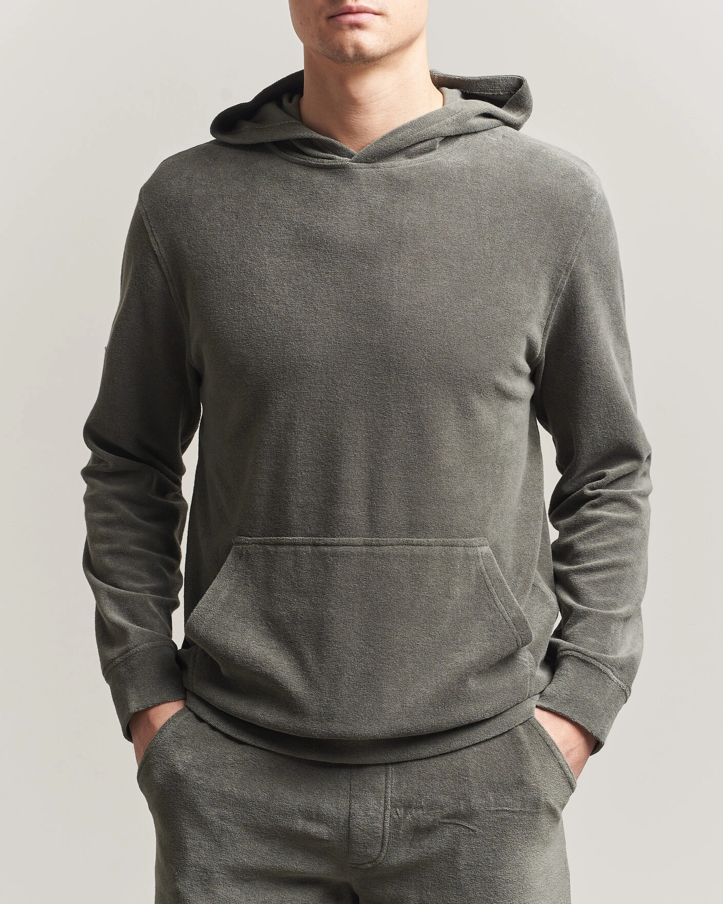 Heren | Truien | Altea | Terry Cotton Hoodie Olive