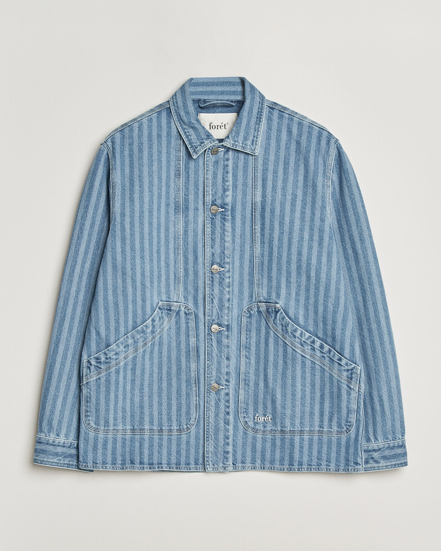 Heren | Overhemden | Forét | Berry Denim Overshirt Striped Denim