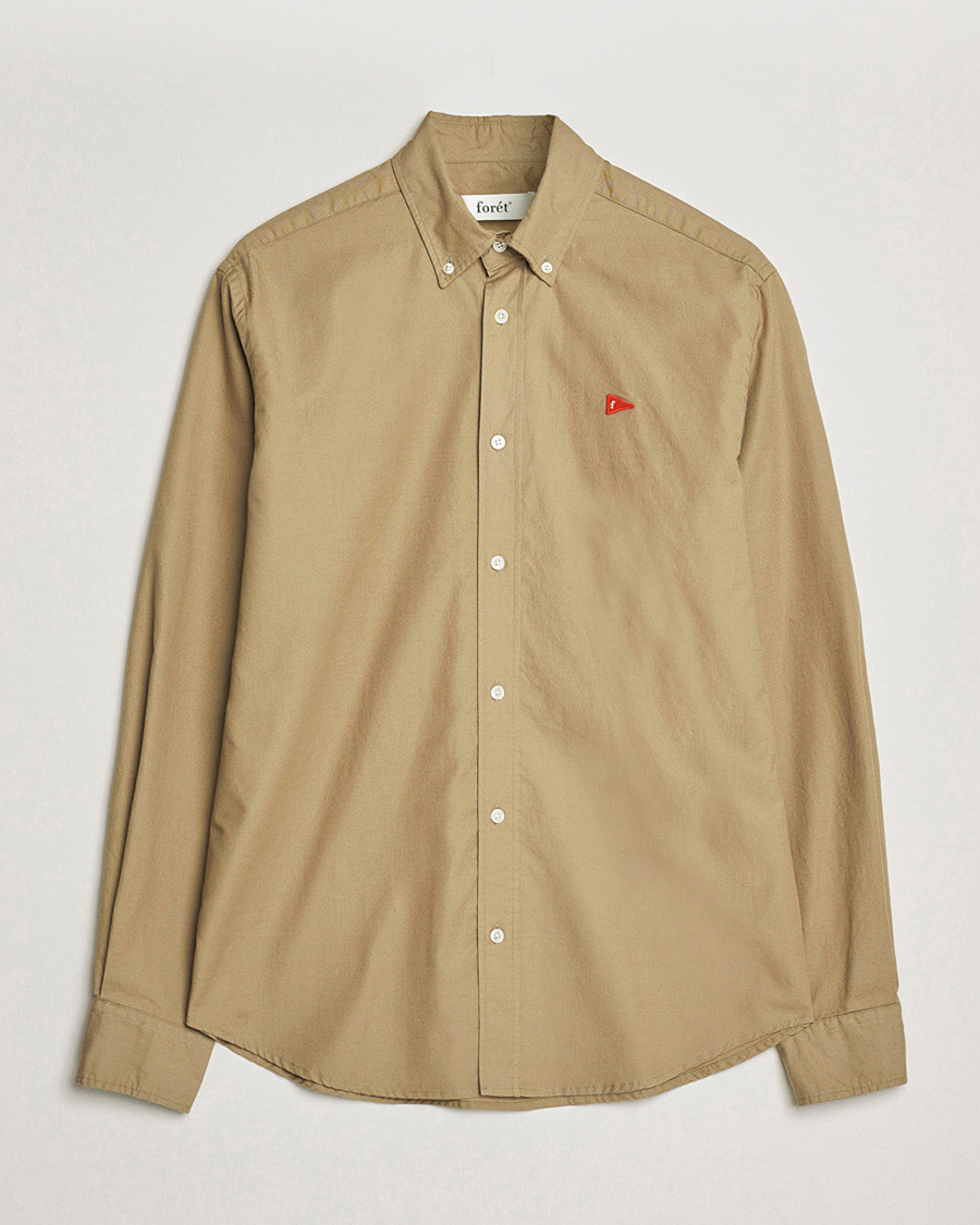 Heren | Overhemden | Forét | Flag Regular Fit Oxford Shirt Khaki