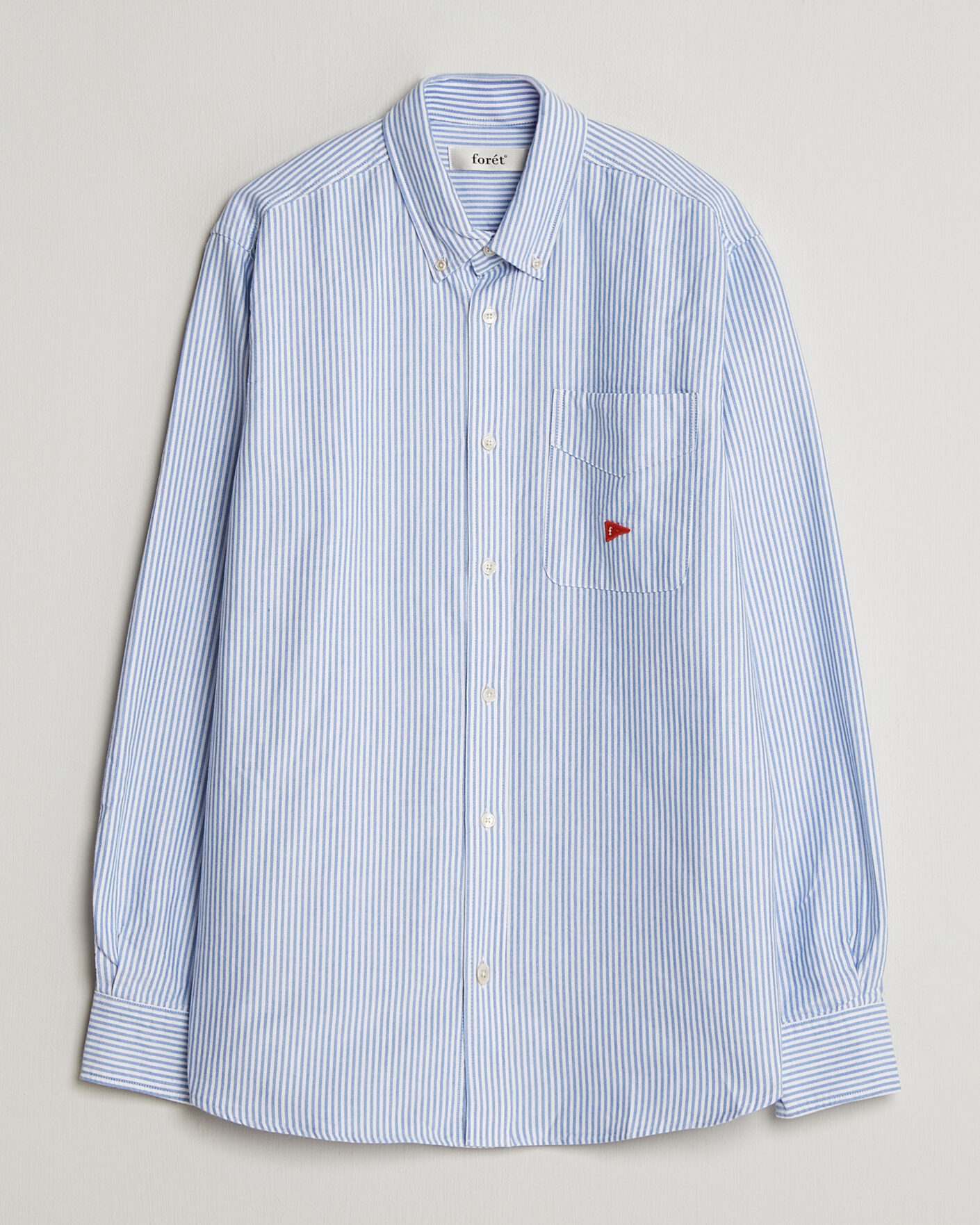 Heren | Overhemden | Forét | Flag Regular Fit Pocket Oxford Shirt Blue Stripe