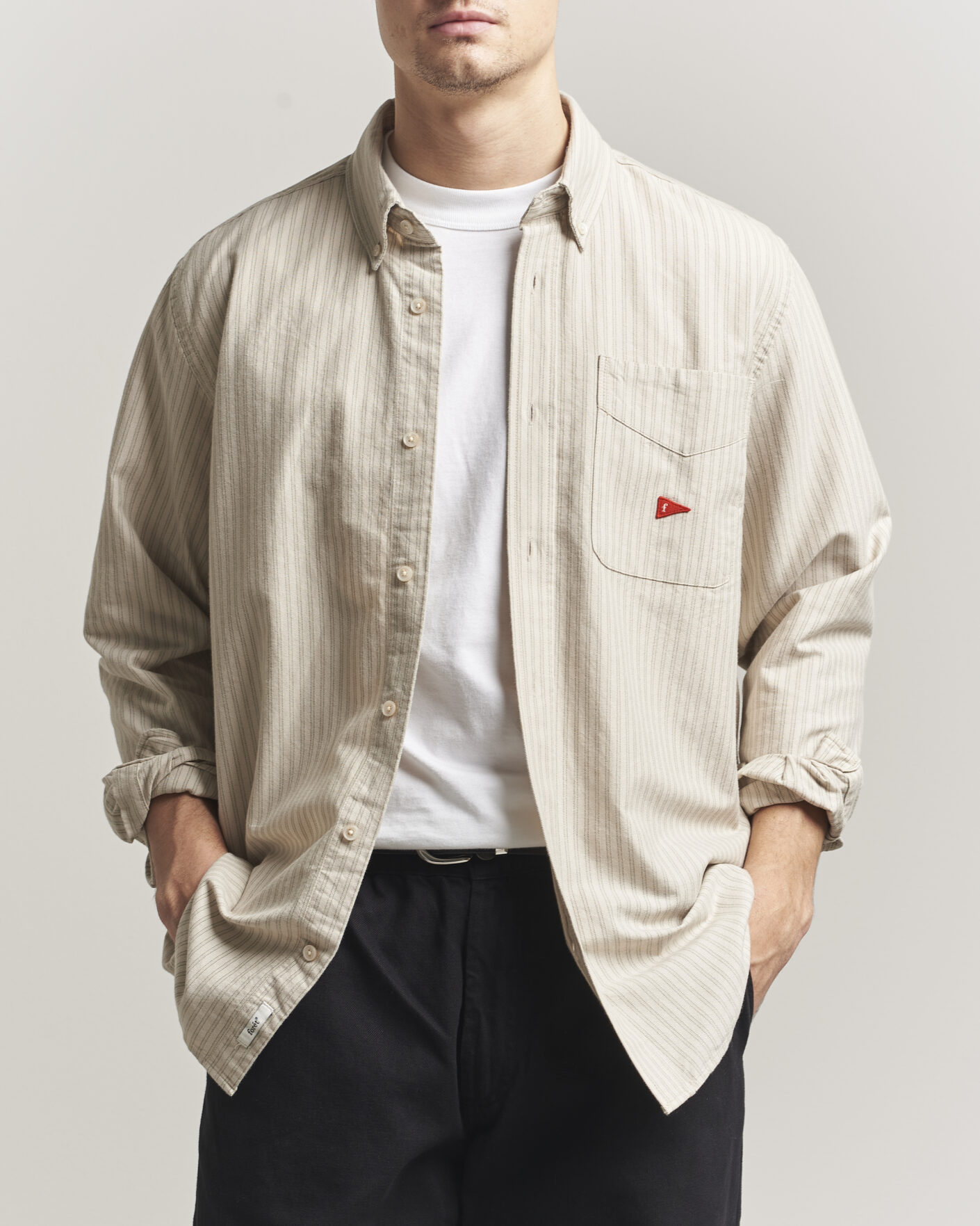 Homme | Chemises | Forét | Flag Regular Fit Pocket Oxford Shirt Taupe Stripe